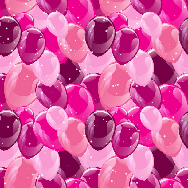 飞行发光的气球彩色无缝图案背景，美丽的彩色插图。理想的纸张或织物，生日派对设计图片下载