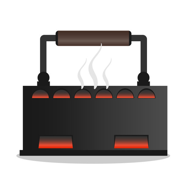 旧铁烧煤时冒烟。复古的铁图标。图片下载