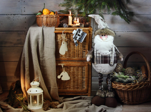 新年装饰中的填充动物图片下载