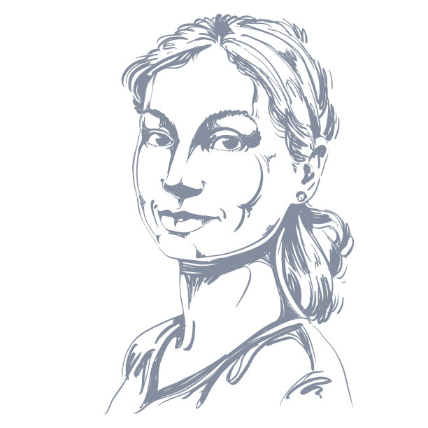 肖像画精致好看的女人，黑白矢量画的和平和温柔的女人。情感表达理念形象，漂亮的模特姿势。图片下载