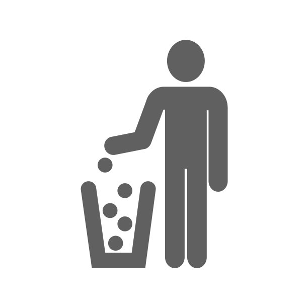 男人把垃圾扔进垃圾桶。矢量图标图片下载