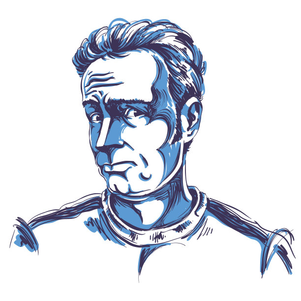 好看沉思的男人肖像，关心的家伙，黑白矢量画。情感表达、想法、形象。图片下载