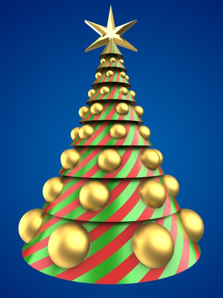 3d圣诞树形状在蓝色图片下载
