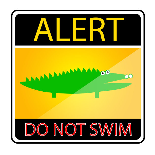 警告标志-鳄鱼-不要在白色环境下独自游泳图片下载
