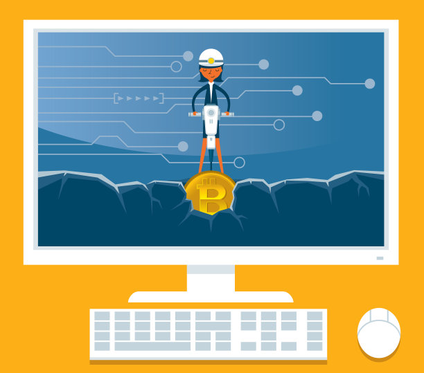 采矿比特币-女商人图片下载