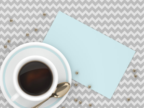 3d渲染的咖啡与空白卡图片下载