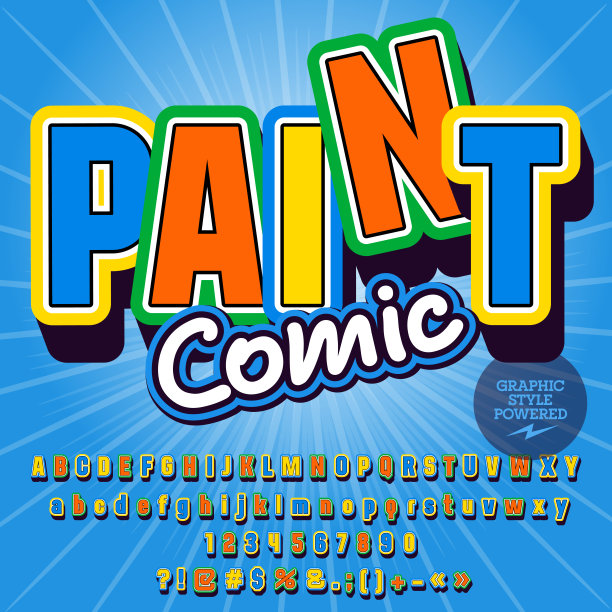 向量幼稚的字母表与好玩的文字漫画油漆图片下载