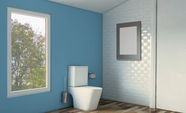 宽敞的浴室，干净、美观、豪华、明亮的房间。3 d渲染。图片下载