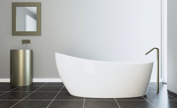 干净清新的浴室，自然光。3 d渲染。图片下载