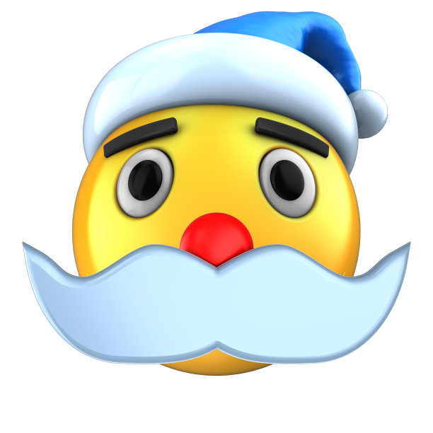 3d黄色表情微笑与圣诞帽图片下载