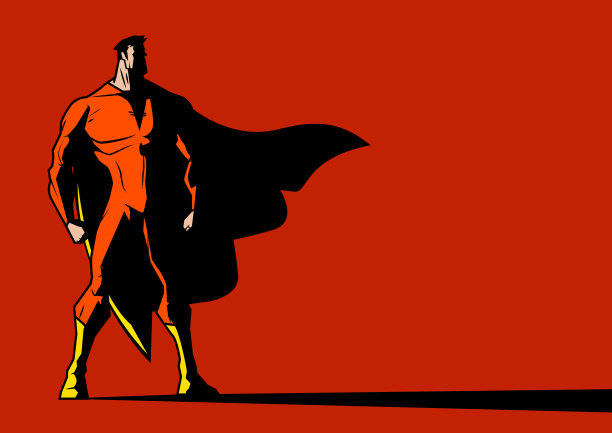 矢量影子超级英雄向左看素材图片