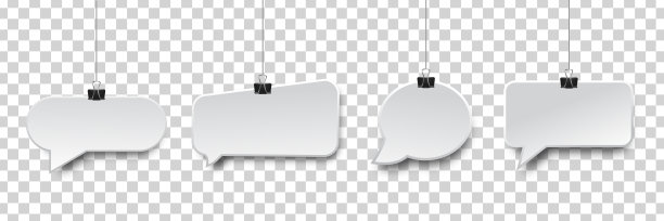 透明背景上真实的孤立悬挂语音气泡的向量集合。图片下载
