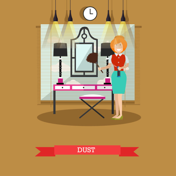 矢量平面插图清洁妇女抹面镜图片下载