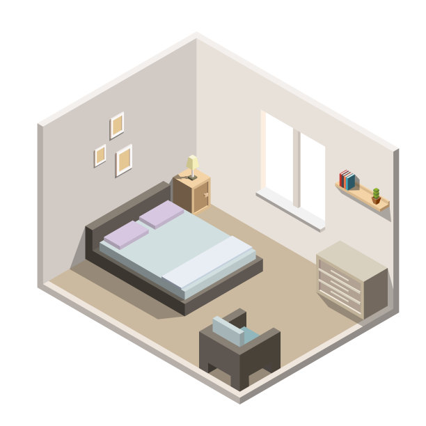 卧室和家庭影院室内等距图片下载