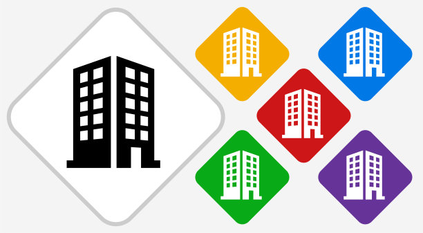 建筑彩色钻石矢量图标图片下载