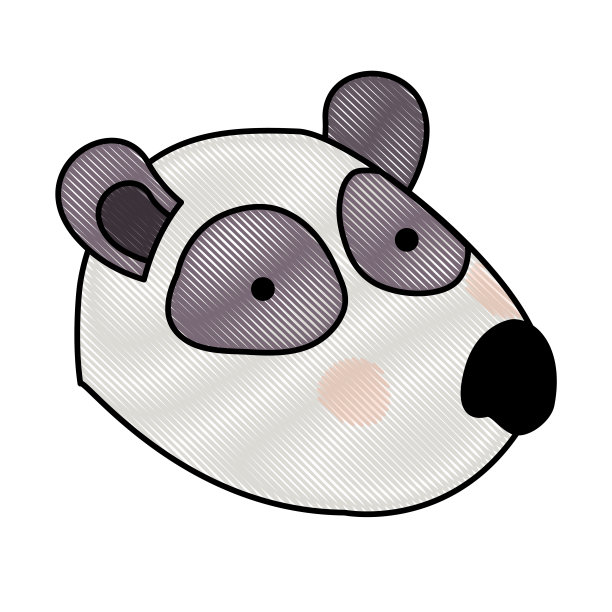 熊猫卡通头在彩色蜡笔剪影图片下载