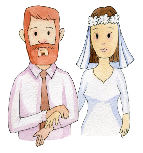 新娘挽着新郎的胳膊素材图片