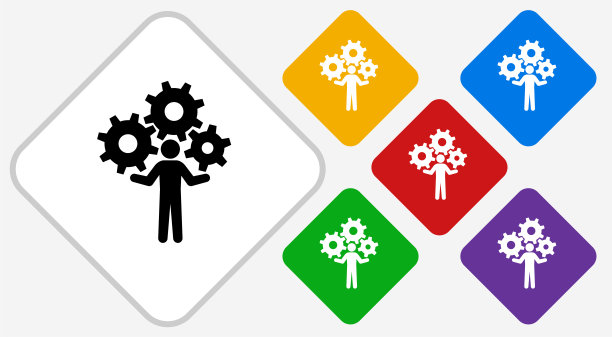 手持齿轮彩色钻石矢量图标图片下载