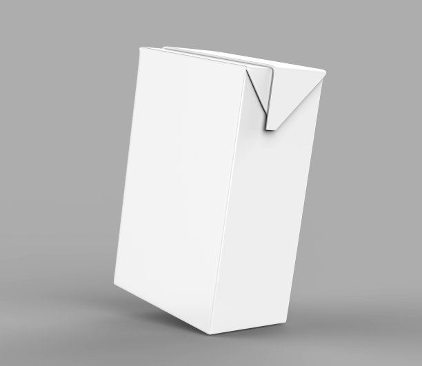 空白白色利乐包纸盒果汁和牛奶包装白色逼真渲染模型模板设计。三维演示图片下载