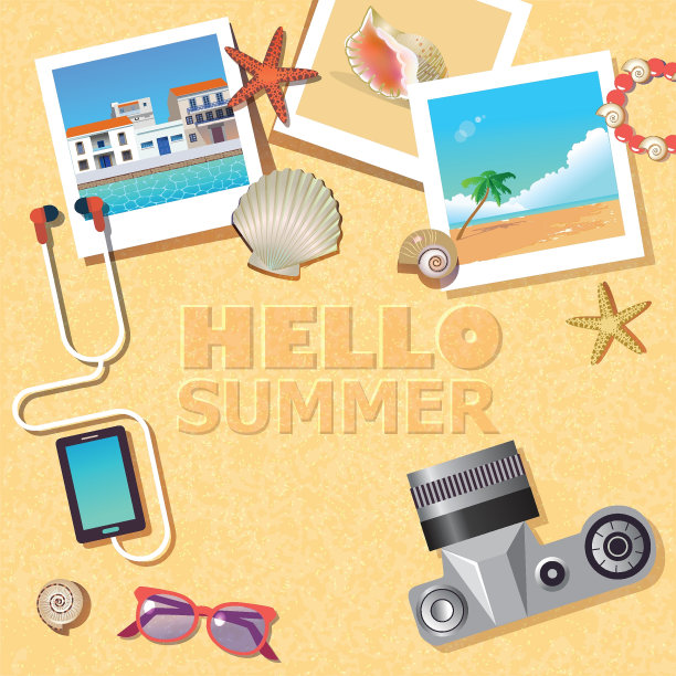 背景模板与旅行在沙子上的照片图片下载