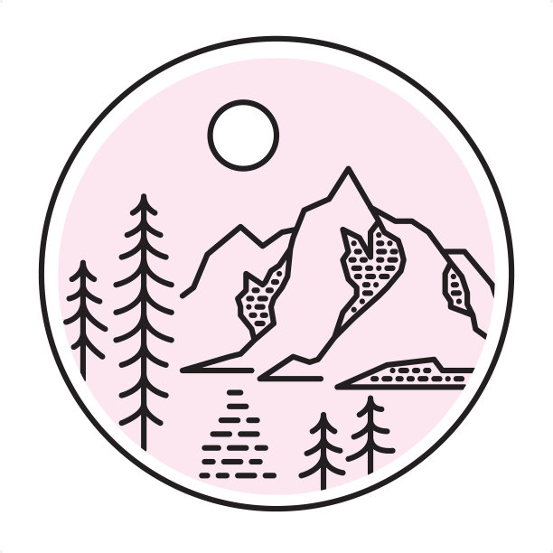 山湖图标-轮廓图形风格图片下载