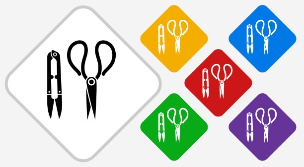 缝纫工具颜色钻石矢量图标图片下载