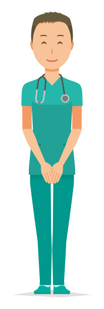 一位戴着绿色磨砂膏的男医生面带微笑图片下载