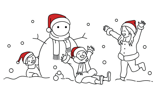 孩子们在冬天玩雪人图片下载