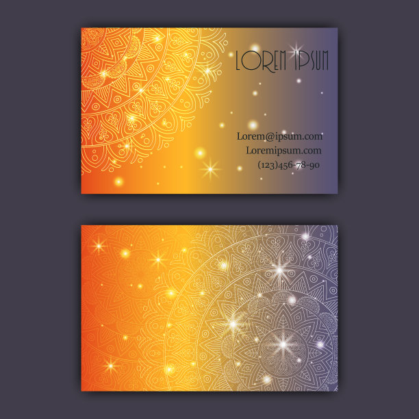 矢量复古访问卡套。闪闪发光的花曼荼罗图案和装饰品。豪华的设计。图片下载