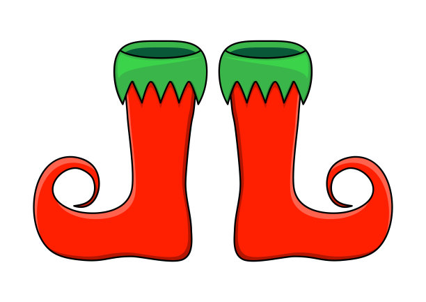 精灵鞋对设计孤立的白色背景素材图片