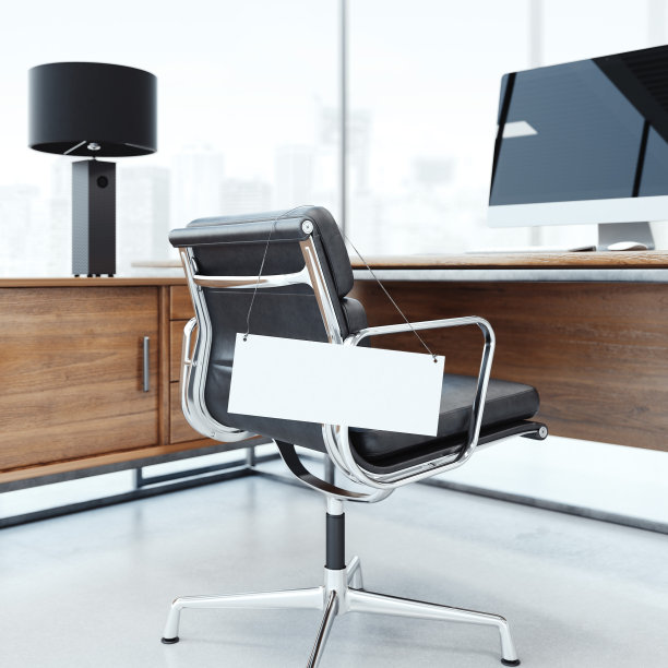 办公室椅子上的空白招牌。岗位空缺的概念。三维渲染图片下载