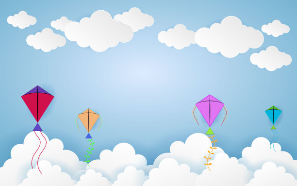 彩色满纸随意飘在天空的风筝图片下载