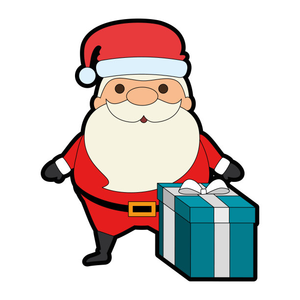 可爱的圣诞老人与礼物卡哇伊性格图片下载