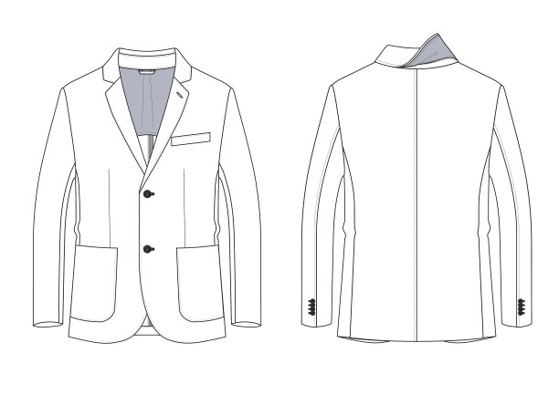 带补丁口袋的男夹克技术示意图图片下载