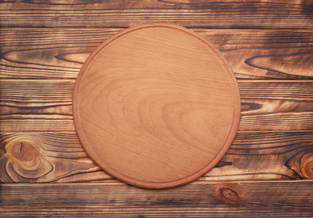 木制背景与圆板图片下载