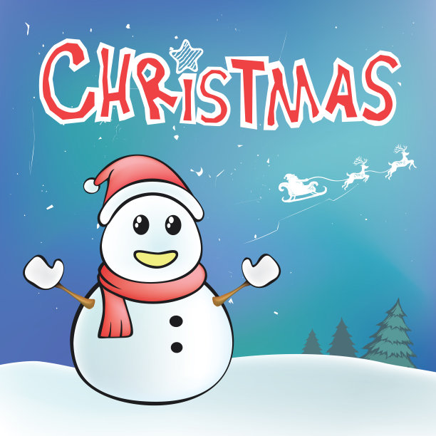 圣诞快乐，有圣诞老人的雪橇和驯鹿。图片下载