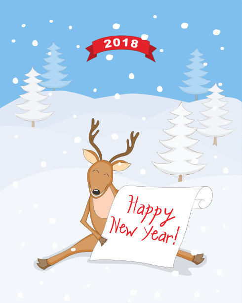 2018年驯鹿和纸卡片图片下载