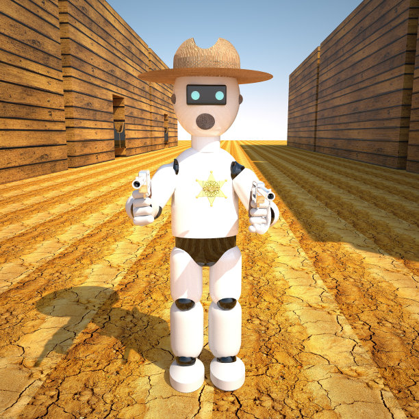 西部小镇的机器人警长图片下载