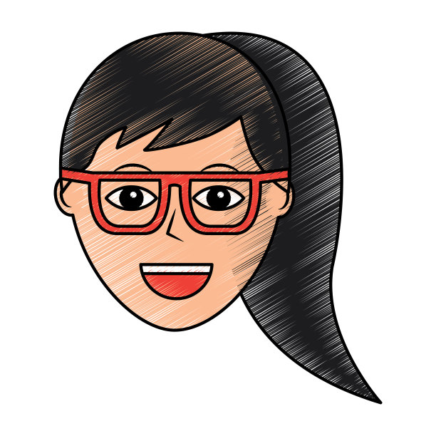 快乐的女人与眼镜图标形象图片下载