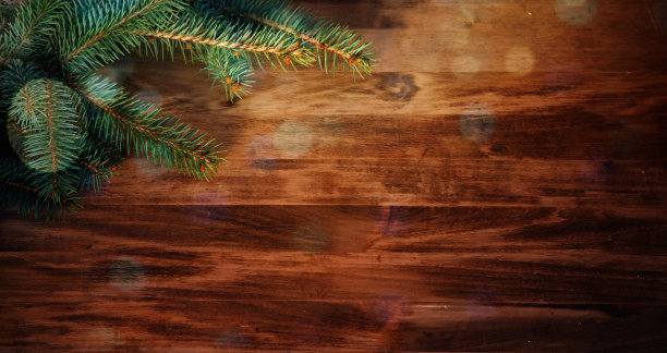 圣诞木背景与冷杉树枝和球图片下载