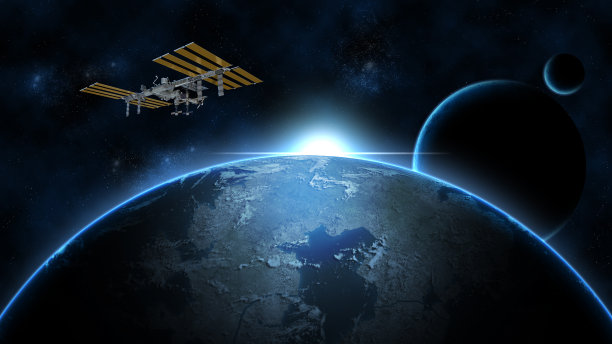 环绕太空的卫星素材图片