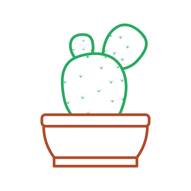 盆栽仙人掌绘画图片下载