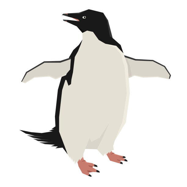 企鹅与一个开放的喙几何风格孤立的对象图片下载