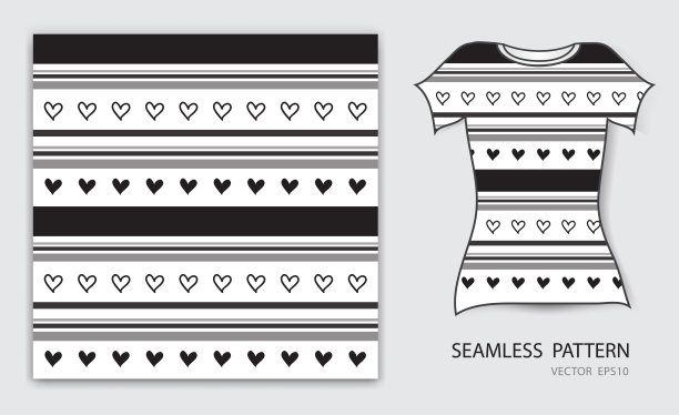 黑色无缝图案矢量插图，t恤设计，织物纹理，图案服装，抽象背景图片下载