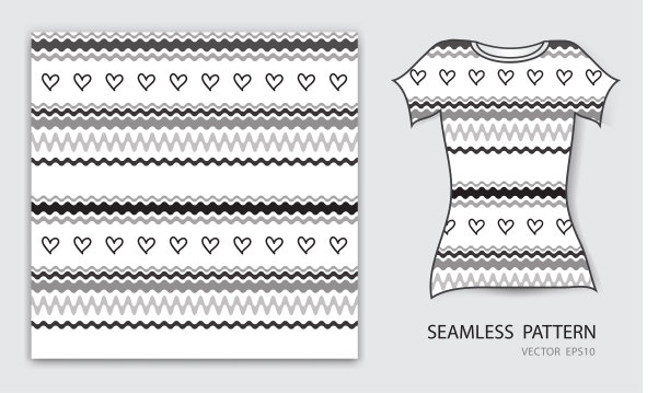 黑色无缝图案矢量插图，t恤设计，织物纹理，图案服装，抽象背景图片下载