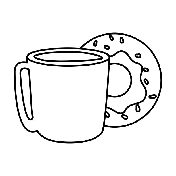 美味的甜甜圈配咖啡杯图片下载