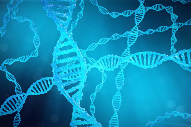 具有修饰基因的螺旋DNA分子。通过基因工程纠正突变。分子遗传学概念。3D图示图片下载