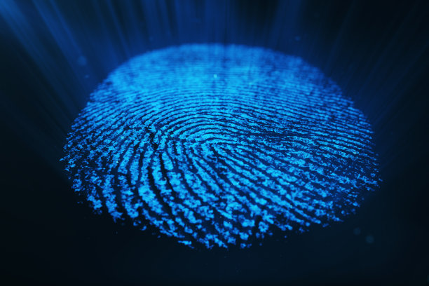三维渲染指纹扫描识别系统。指纹扫描提供安全访问。图片下载