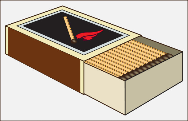 在浅色背景下的盒子里放火柴图片下载