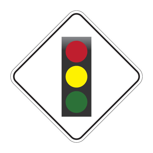 交通信号符号标志。前方停车标志，前方交通灯警告矢量图片下载
